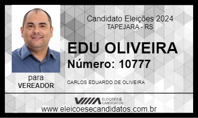 Candidato EDU OLIVEIRA 2024 - TAPEJARA - Eleições