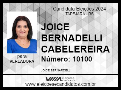 Candidato JOICE BERNARDELLI CABELELEIRA 2024 - TAPEJARA - Eleições