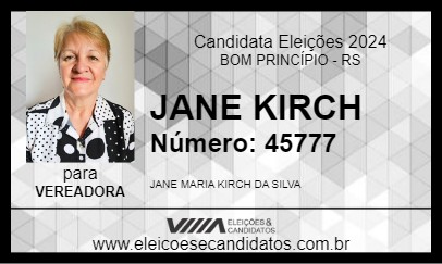 Candidato JANE KIRCH 2024 - BOM PRINCÍPIO - Eleições