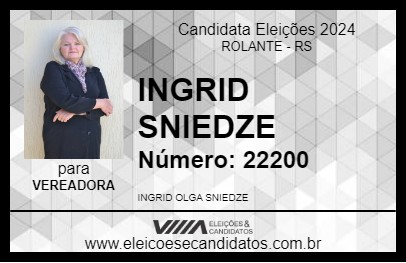 Candidato INGRID SNIEDZE 2024 - ROLANTE - Eleições