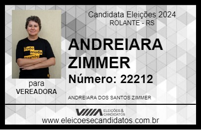 Candidato ANDREIARA ZIMMER 2024 - ROLANTE - Eleições