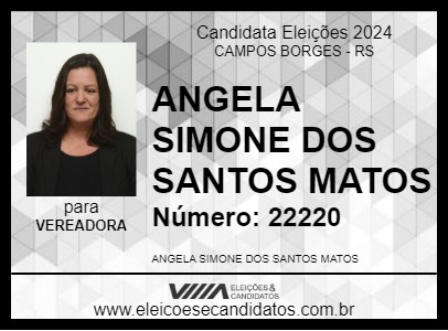 Candidato ANGELA SIMONE DOS SANTOS MATOS 2024 - CAMPOS BORGES - Eleições