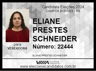 Candidato ELIANE PRESTES SCHNEIDER 2024 - CAMPOS BORGES - Eleições