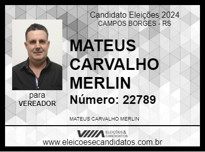 Candidato MATEUS MERLIN 2024 - CAMPOS BORGES - Eleições