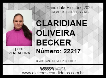 Candidato CLARIDIANE BECKER 2024 - CAMPOS BORGES - Eleições