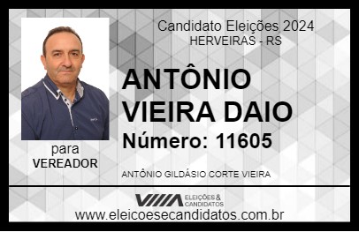 Candidato ANTÔNIO VIEIRA DAIO 2024 - HERVEIRAS - Eleições