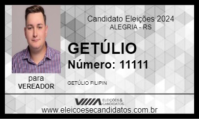 Candidato GETÚLIO FILIPIN 2024 - ALEGRIA - Eleições