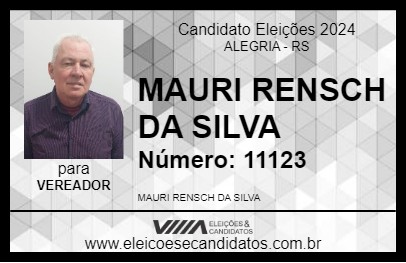 Candidato MAURI RENSCH DA SILVA 2024 - ALEGRIA - Eleições