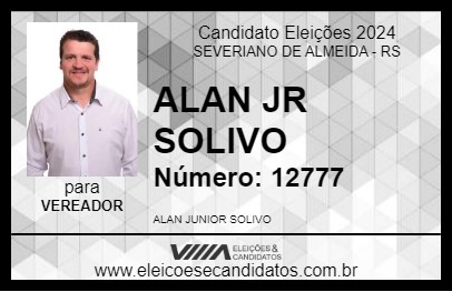 Candidato ALAN JR SOLIVO 2024 - SEVERIANO DE ALMEIDA - Eleições