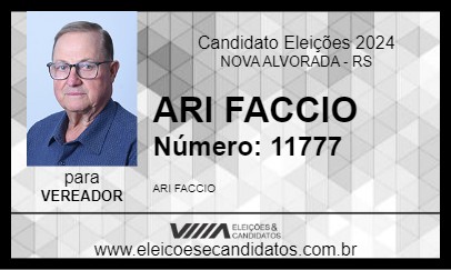 Candidato ARI FACCIO 2024 - NOVA ALVORADA - Eleições