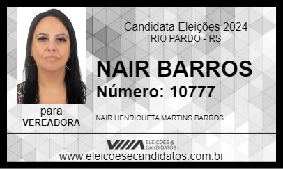 Candidato NAIR BARROS 2024 - RIO PARDO - Eleições