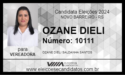 Candidato OZANE DIELI 2024 - NOVO BARREIRO - Eleições