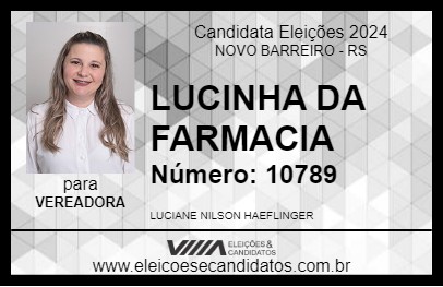 Candidato LUCINHA DA FARMACIA 2024 - NOVO BARREIRO - Eleições