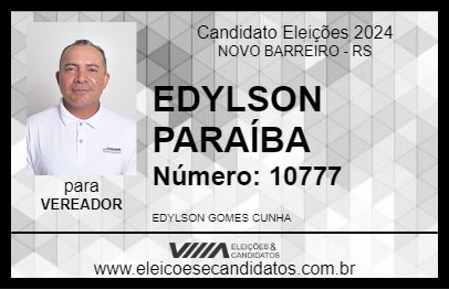 Candidato EDYLSON  PARAÍBA 2024 - NOVO BARREIRO - Eleições