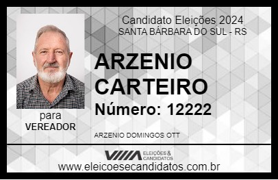 Candidato ARZENIO CARTEIRO 2024 - SANTA BÁRBARA DO SUL - Eleições