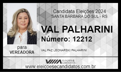 Candidato VAL PALHARINI 2024 - SANTA BÁRBARA DO SUL - Eleições