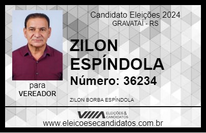 Candidato ZILON ESPÍNDOLA 2024 - GRAVATAÍ - Eleições