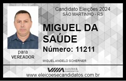 Candidato MIGUEL DA SAÚDE 2024 - SÃO MARTINHO - Eleições