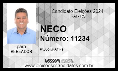 Candidato NECO 2024 - IRAÍ - Eleições