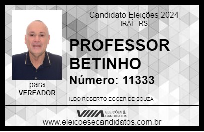 Candidato PROFESSOR BETINHO 2024 - IRAÍ - Eleições