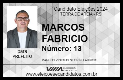 Candidato MARCOS FABRICIO 2024 - TERRA DE AREIA - Eleições