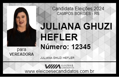 Candidato JULIANA GHUZI HEFLER 2024 - CAMPOS BORGES - Eleições