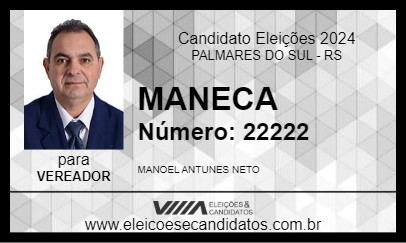 Candidato MANECA 2024 - PALMARES DO SUL - Eleições