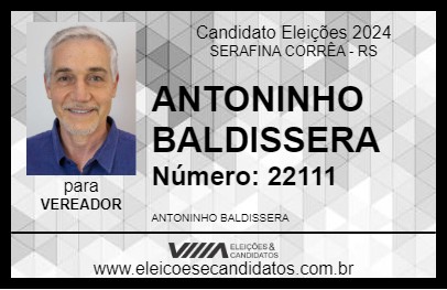 Candidato ANTONINHO BALDISSERA 2024 - SERAFINA CORRÊA - Eleições