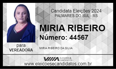 Candidato MIRIA RIBEIRO 2024 - PALMARES DO SUL - Eleições