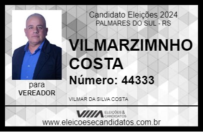 Candidato VILMARZINHO COSTA 2024 - PALMARES DO SUL - Eleições