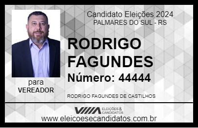 Candidato RODRIGO FAGUNDES 2024 - PALMARES DO SUL - Eleições