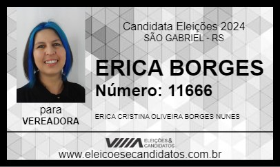 Candidato ERICA BORGES 2024 - SÃO GABRIEL - Eleições