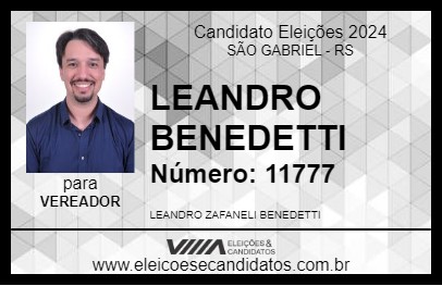 Candidato LEANDRO BENEDETTI 2024 - SÃO GABRIEL - Eleições