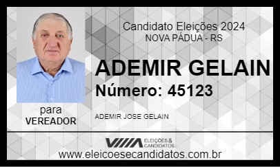 Candidato ADEMIR GELAIN 2024 - NOVA PÁDUA - Eleições