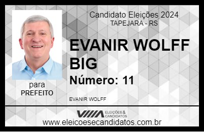 Candidato EVANIR WOLFF BIG 2024 - TAPEJARA - Eleições