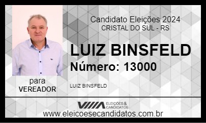 Candidato LUIZ BINSFELD 2024 - CRISTAL DO SUL - Eleições