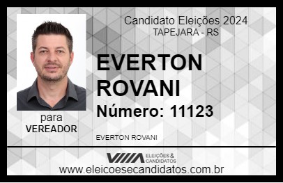 Candidato EVERTON ROVANI 2024 - TAPEJARA - Eleições