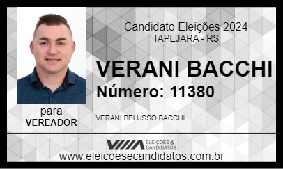 Candidato VERANI BACCHI 2024 - TAPEJARA - Eleições