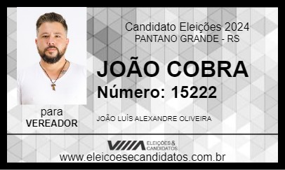 Candidato JOÃO COBRA 2024 - PANTANO GRANDE - Eleições