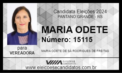 Candidato MARIA ODETE 2024 - PANTANO GRANDE - Eleições