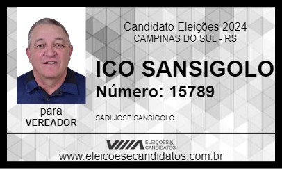 Candidato ICO SANSIGOLO 2024 - CAMPINAS DO SUL - Eleições