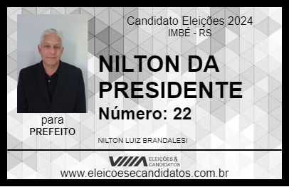 Candidato NILTON DA PRESIDENTE 2024 - IMBÉ - Eleições