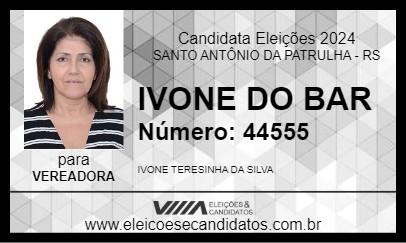 Candidato IVONE DO BAR 2024 - SANTO ANTÔNIO DA PATRULHA - Eleições