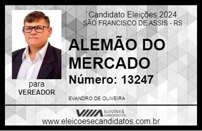 Candidato ALEMÃO DO MERCADO 2024 - SÃO FRANCISCO DE ASSIS - Eleições