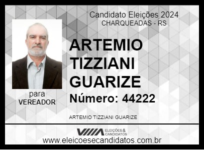 Candidato ARTEMIO TIZZIANI GUARIZE 2024 - CHARQUEADAS - Eleições