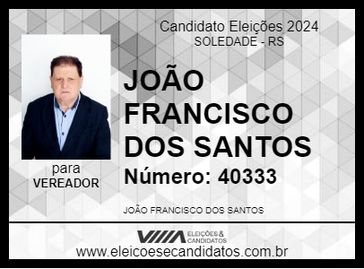 Candidato JOÃO FRANCISCO DOS SANTOS 2024 - SOLEDADE - Eleições