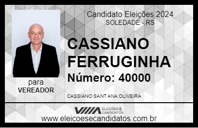 Candidato CASSIANO FERRUGINHA 2024 - SOLEDADE - Eleições