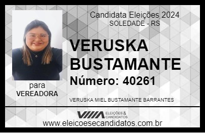 Candidato VERUSKA BUSTAMANTE 2024 - SOLEDADE - Eleições