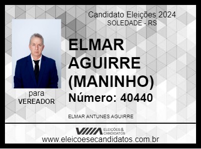 Candidato ELMAR AGUIRRE (MANINHO) 2024 - SOLEDADE - Eleições