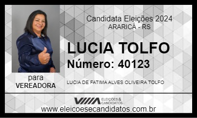 Candidato LUCIA TOLFO 2024 - ARARICÁ - Eleições